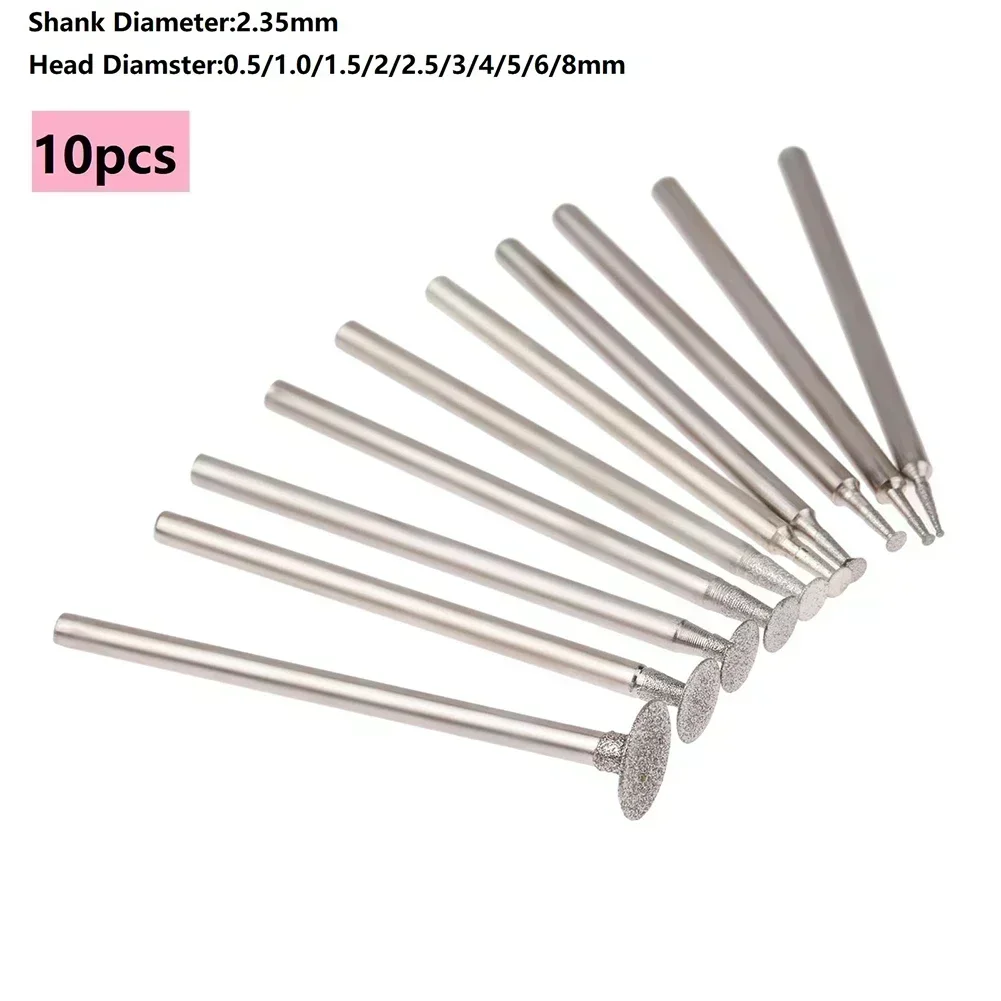 10PCS Diamond Mounted Point Grinding Head For Jade Carving Glass Engraving And Precision Polishing Fits 2.35mm Shank Rotary Tool
10PCS Diamond Mounted Point Grinding Head For Jade Carving Glass Engraving And Precision Polishing Fits 2.35mm Shank Rotary Tool