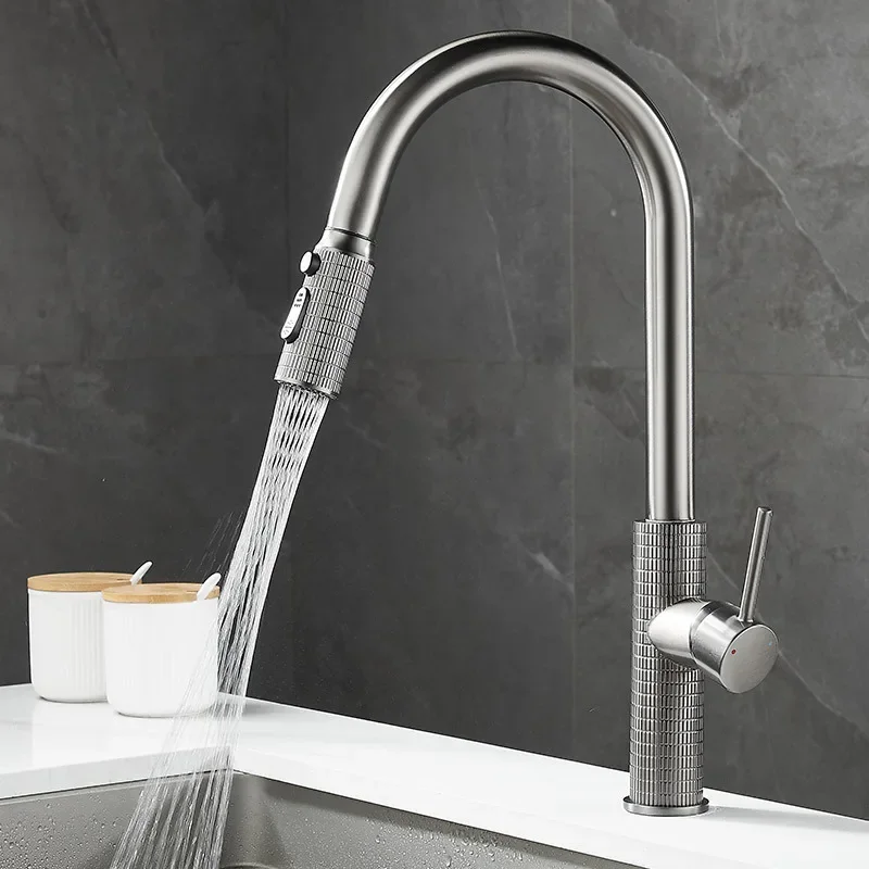 Brass Pull out Kitchen Faucet Single Lever Sink Mixer Hot And Cold Carved Rotation Decked Tap for Home Improvement
Brass Pull out Kitchen Faucet Single Lever Sink Mixer Hot And Cold Carved Rotation Decked Tap for Home Improvement