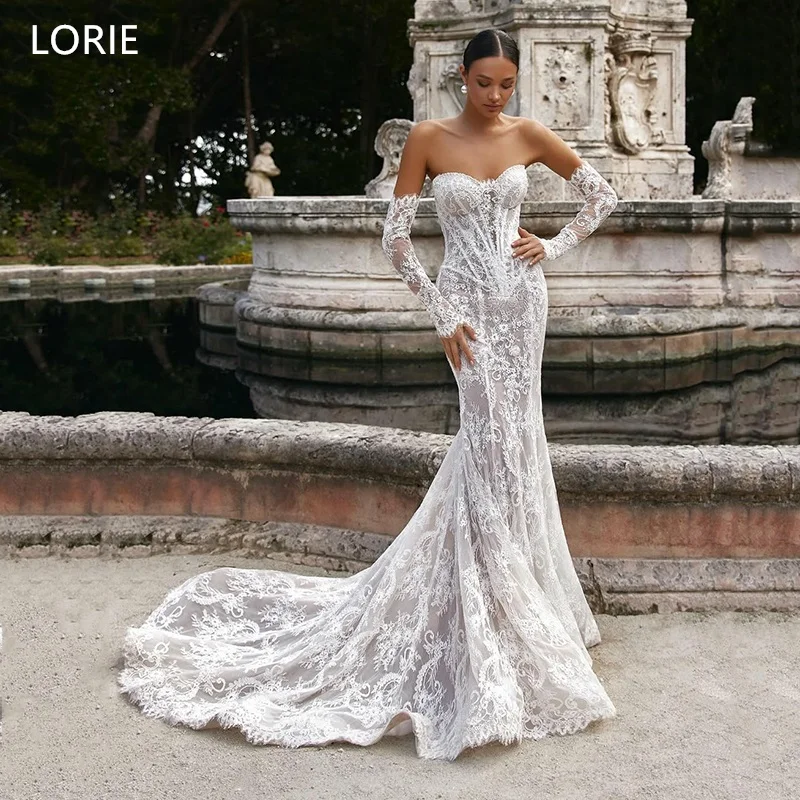 LORIE Exquisite Lace Mermaid Wedding Dresses Strapless Backless Bride Prom Gown Corset Floor-Length Tail Bridal Gown Customize
LORIE Exquisite Lace Mermaid Wedding Dresses Strapless Backless Bride Prom Gown Corset Floor-Length Tail Bridal Gown Customize