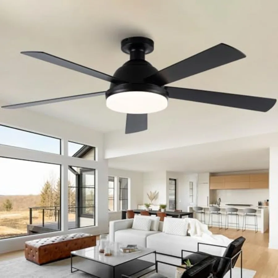 Low Profile Ceiling Fans with Lights: 52 Inch Flush Mount Ceiling Fan with Remote BlackModern Ceiling Fan for Bedroom Living Ro
Low Profile Ceiling Fans with Lights: 52 Inch Flush Mount Ceiling Fan with Remote BlackModern Ceiling Fan for Bedroom Living Ro