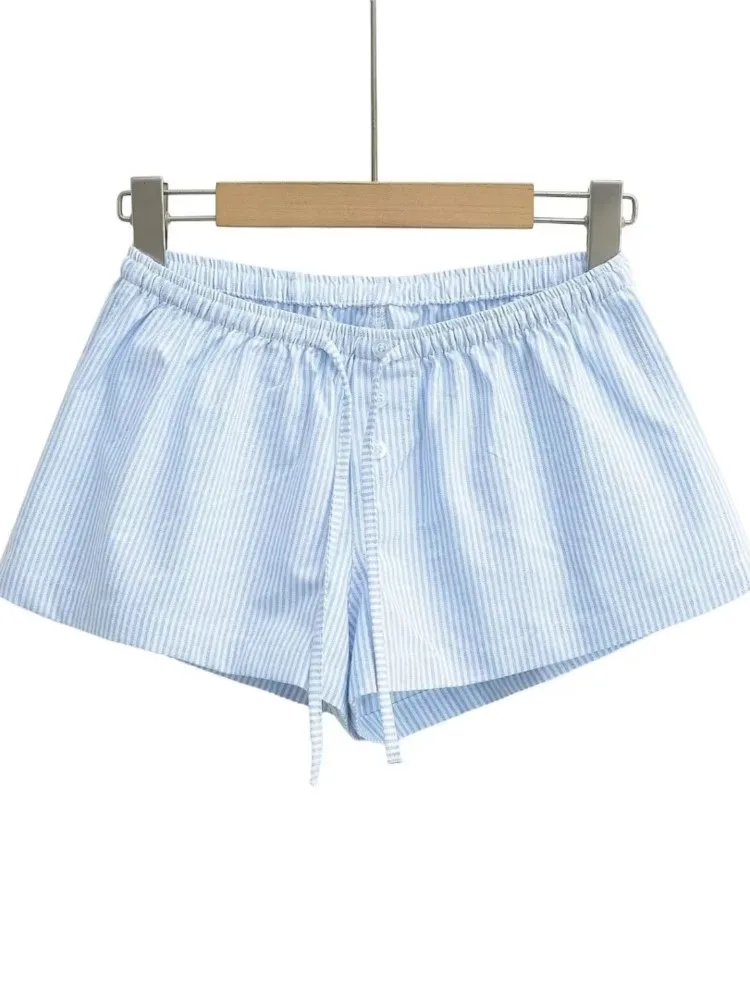 Summer Women's Clothing Trendy Sexy Striped Shorts Low Waist Pants Leace-up Contrast Buttons All-match Simple Style Comfortable
Summer Women's Clothing Trendy Sexy Striped Shorts Low Waist Pants Leace-up Contrast Buttons All-match Simple Style Comfortable