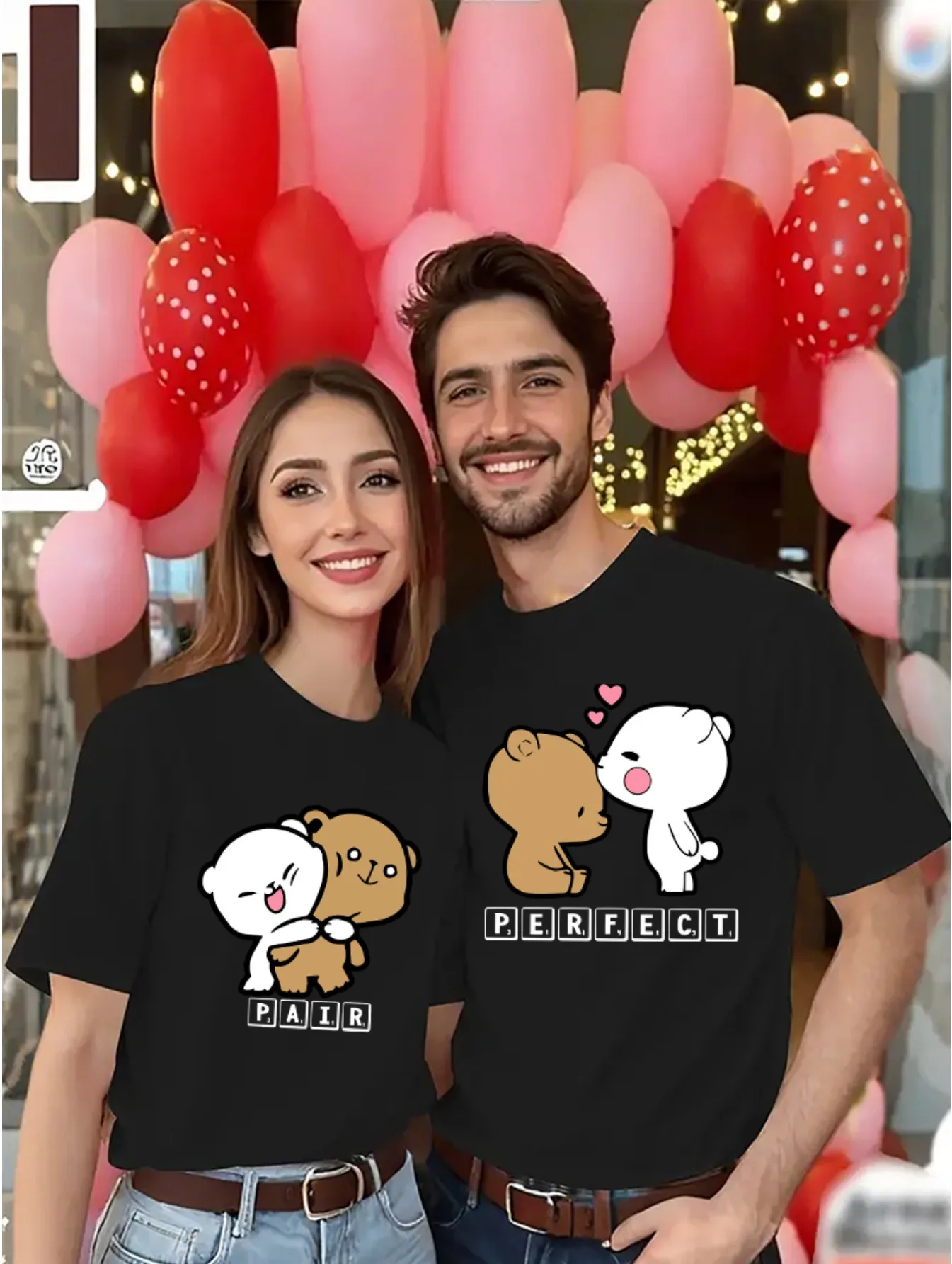 1 couple printed sleeve collar T-shirt, spring and summer casual couple short-sleeved top
1 couple printed sleeve collar T-shirt, spring and summer casual couple short-sleeved top