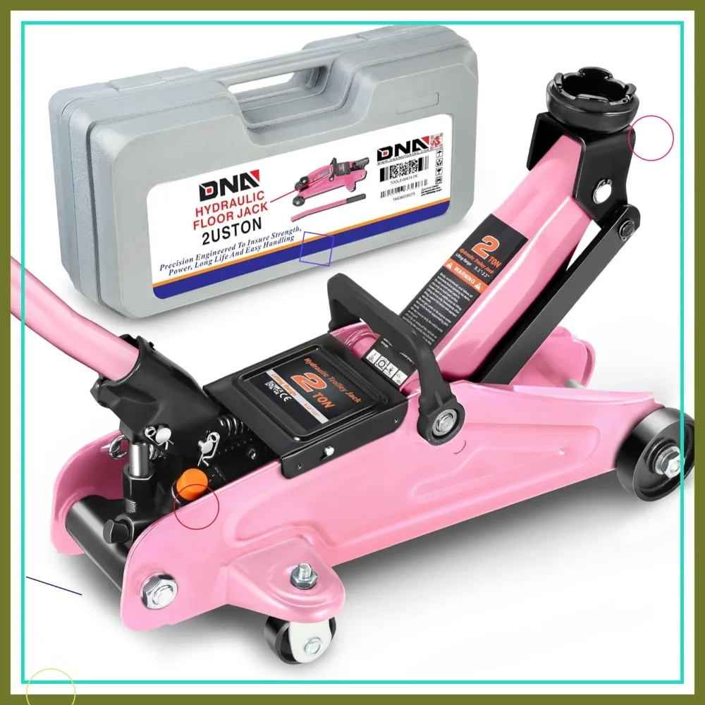 Low Profile Hydraulic Trolley Floor Jack, 2 Ton (4000 lbs) Capacity, Lifting Range 5.1-13 Inches, Pink Color
Low Profile Hydraulic Trolley Floor Jack, 2 Ton (4000 lbs) Capacity, Lifting Range 5.1-13 Inches, Pink Color
