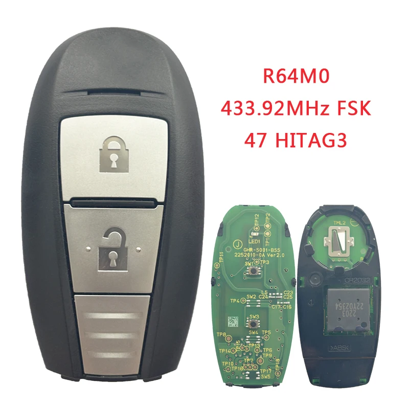 TXK048001 R64M0 Original For Suzuki Vitara Smart Remote Key 2 Button 433.92MHz 47 HITAG3 Chip
TXK048001 R64M0 Original For Suzuki Vitara Smart Remote Key 2 Button 433.92MHz 47 HITAG3 Chip