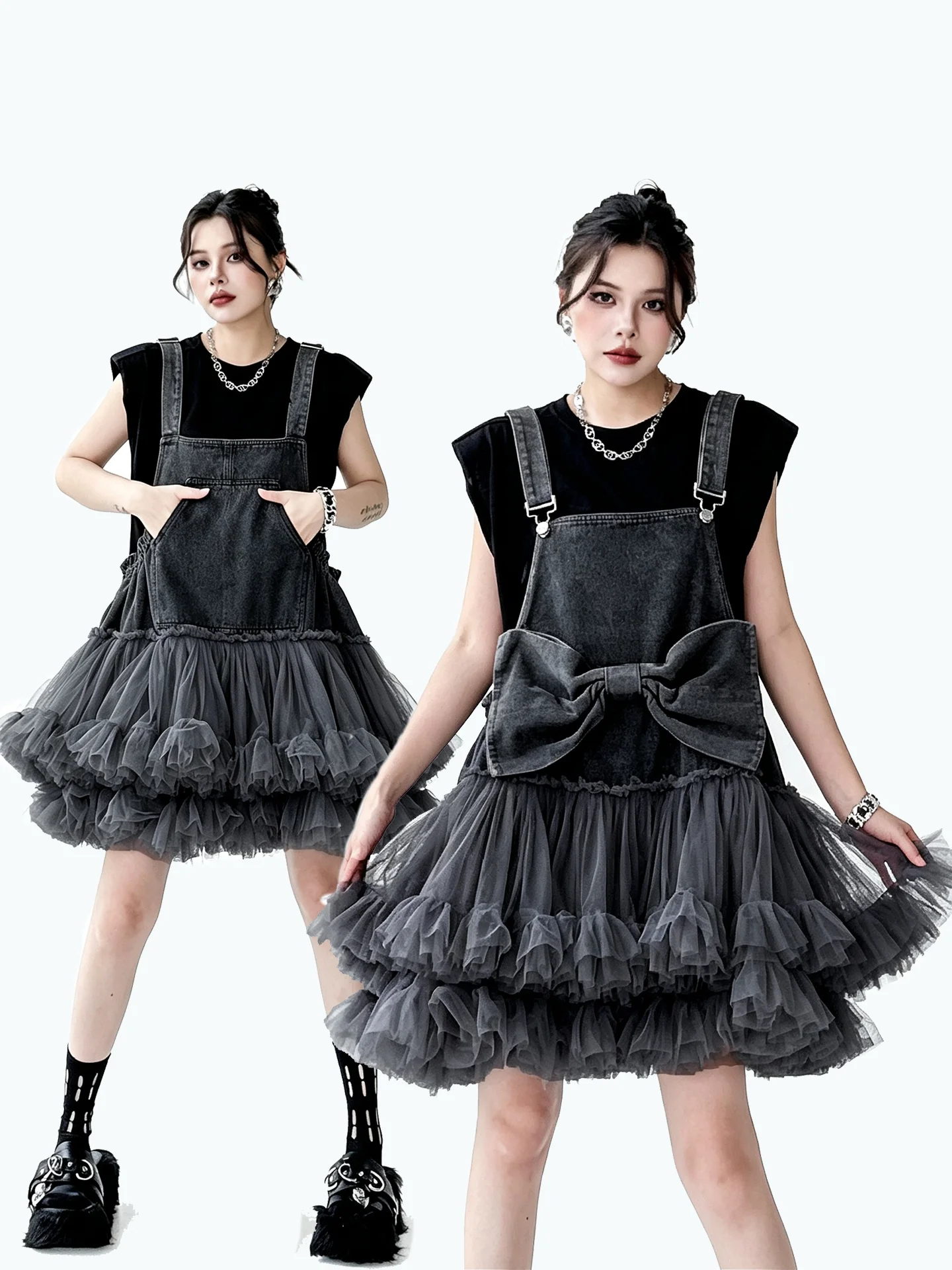 Sweet Cool Style Denim Two-Sided Wearable Strap Dress Women's Spring Summer Puffy Skirt Knot Net Gown City Commute
Sweet Cool Style Denim Two-Sided Wearable Strap Dress Women's Spring Summer Puffy Skirt Knot Net Gown City Commute