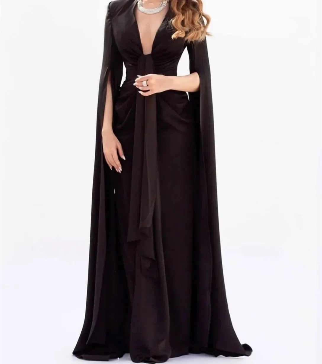 Customized Long V-Neck Crepe Evening Dresses Mermaid Pleated Watteau Train حزب اللباس Evening Dress for Women
Customized Long V-Neck Crepe Evening Dresses Mermaid Pleated Watteau Train حزب اللباس Evening Dress for Women