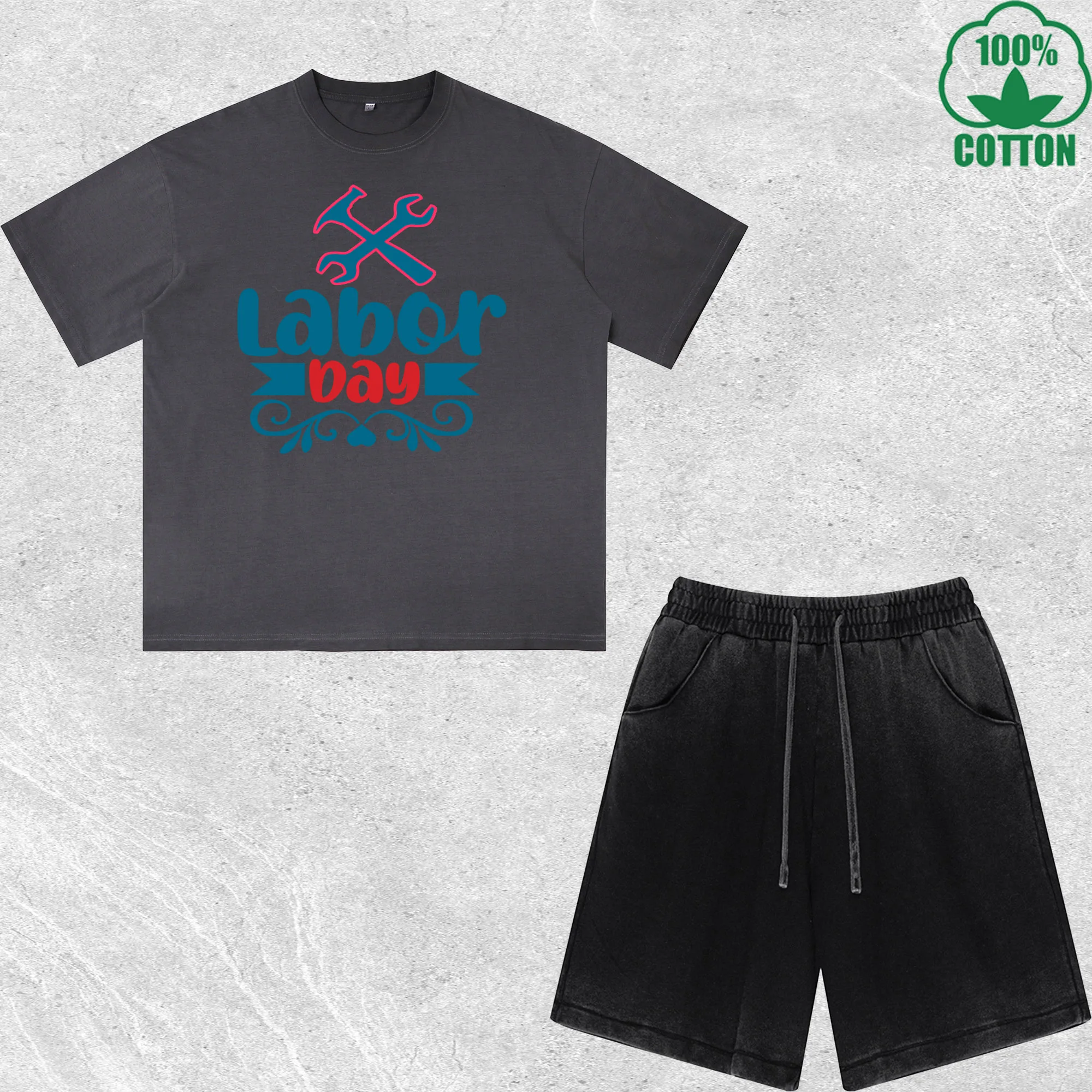 Happy Labor Day Printed Dirty Wash T-Shirt Shorts Set Multicolor Combo Loose Trendy Fashionable 100%Cotton
Happy Labor Day Printed Dirty Wash T-Shirt Shorts Set Multicolor Combo Loose Trendy Fashionable 100%Cotton
