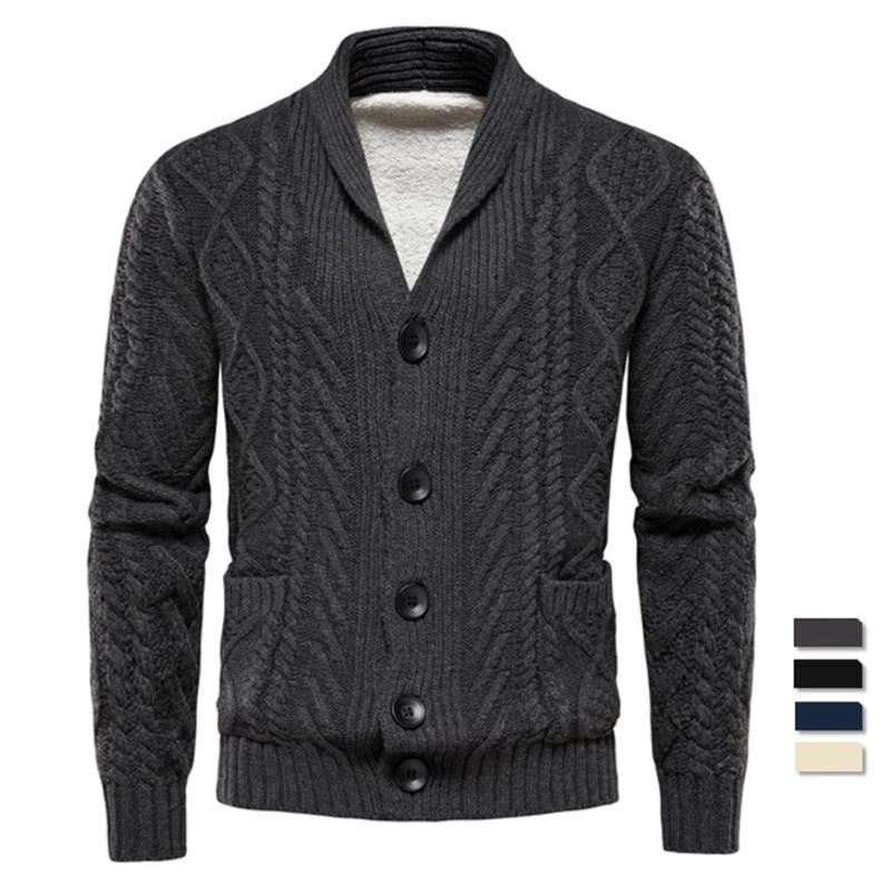 Men's Fleece Cardigans Solid Color Single-breasted Casual Long-sleeved Knitted Sweater New Winter Fashion Sweaters Men
Men's Fleece Cardigans Solid Color Single-breasted Casual Long-sleeved Knitted Sweater New Winter Fashion Sweaters Men