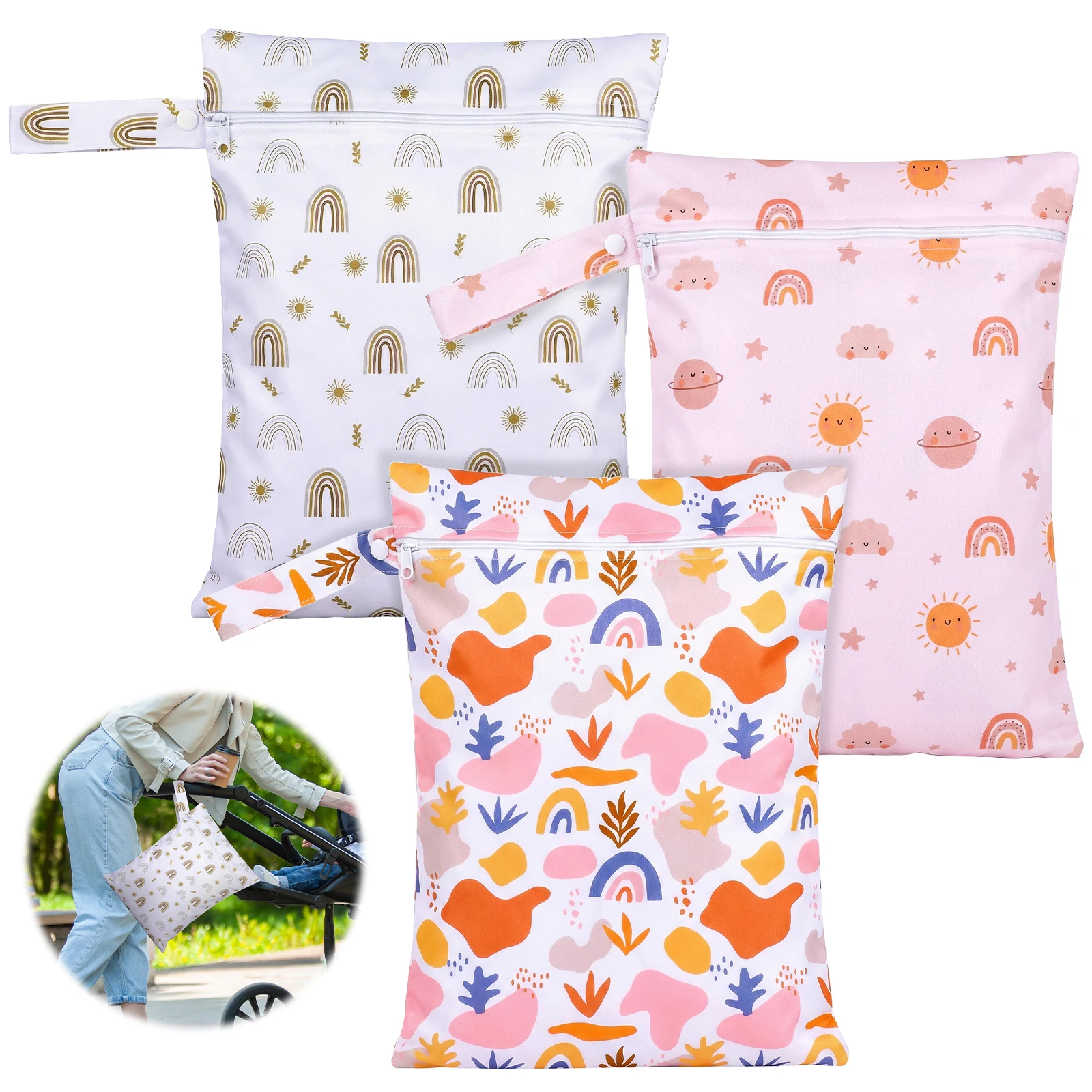 3Pcs Waterproof Wet Dry Bag Zippered Portable Travel Reusable Sanitary Storage Baby Diaper Nappy Bag Stroller Carry Handle Bag
3Pcs Waterproof Wet Dry Bag Zippered Portable Travel Reusable Sanitary Storage Baby Diaper Nappy Bag Stroller Carry Handle Bag