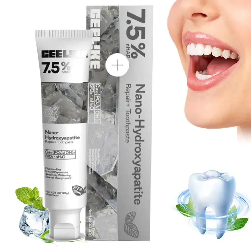 Зубная паста отбеливающая с 7,5% гидроксиапатитом и пробиотиками, 120 г, для восстановления эмали, освежения дыхания и отбеливания зубов
Зубная паста отбеливающая с 7,5% гидроксиапатитом и пробиотиками, 120 г, для восстановления эмали, освежения дыхания и отбеливания зубов