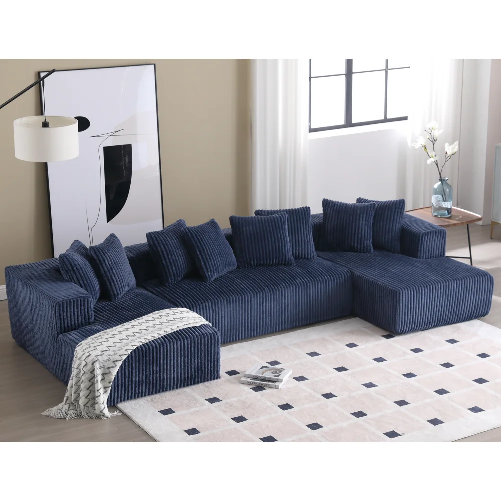 131'' Modular Sectional Couch, U-shaped sofa , Chaise Lounge, Striped fabric,Upholstered 4 Seater Couch for Living Room, Bedroom
131'' Modular Sectional Couch, U-shaped sofa , Chaise Lounge, Striped fabric,Upholstered 4 Seater Couch for Living Room, Bedroom