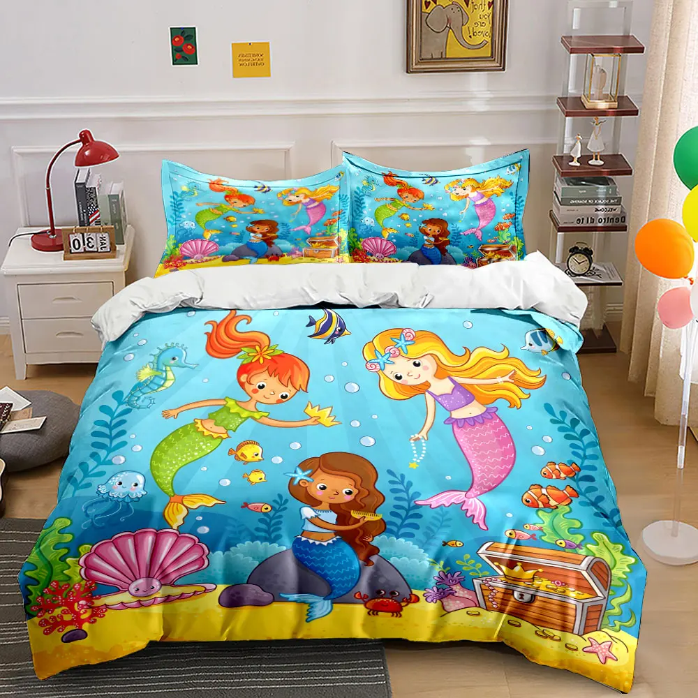 Mermaid Theme Kids Room Decor Bedding Set with 1 Duvet Cover 2 Pillowcases Single Double King Queen, Gift
Mermaid Theme Kids Room Decor Bedding Set with 1 Duvet Cover 2 Pillowcases Single Double King Queen, Gift