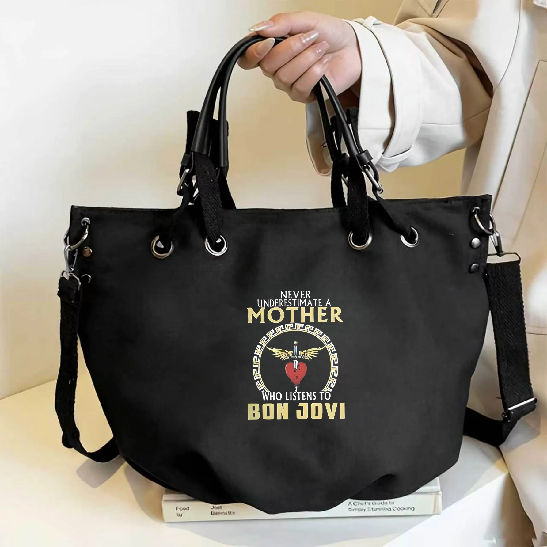 Black Canvas Mother Shoulder Tote Bag 2-In-1 Handbag And Crossbody, Durable Canvas, Large Capacity for Daily Use
Black Canvas Mother Shoulder Tote Bag 2-In-1 Handbag And Crossbody, Durable Canvas, Large Capacity for Daily Use