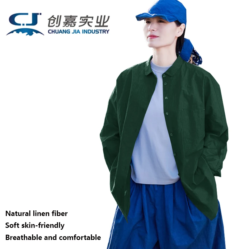 High-end Linen Long Sleeve Shirt for Women Dark Green 100% Natural Linen Loose Plus Size 3XL Weight 100KG Comfortable Top
High-end Linen Long Sleeve Shirt for Women Dark Green 100% Natural Linen Loose Plus Size 3XL Weight 100KG Comfortable Top