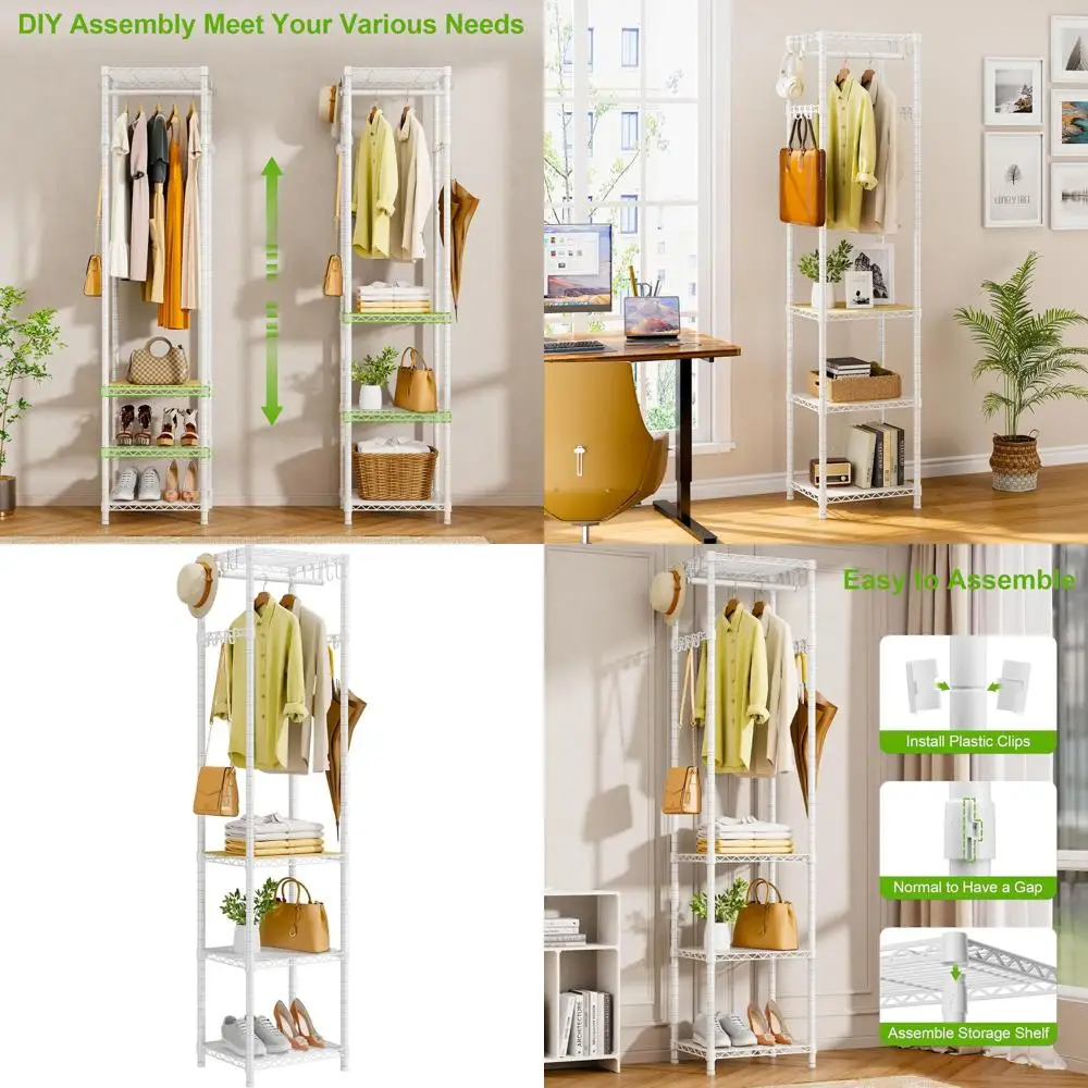 Sturdy White Clothing Rack with Storage, Holds Up to 448 Lbs, Ideal for Bedroom, Hallway, Entryway
Sturdy White Clothing Rack with Storage, Holds Up to 448 Lbs, Ideal for Bedroom, Hallway, Entryway