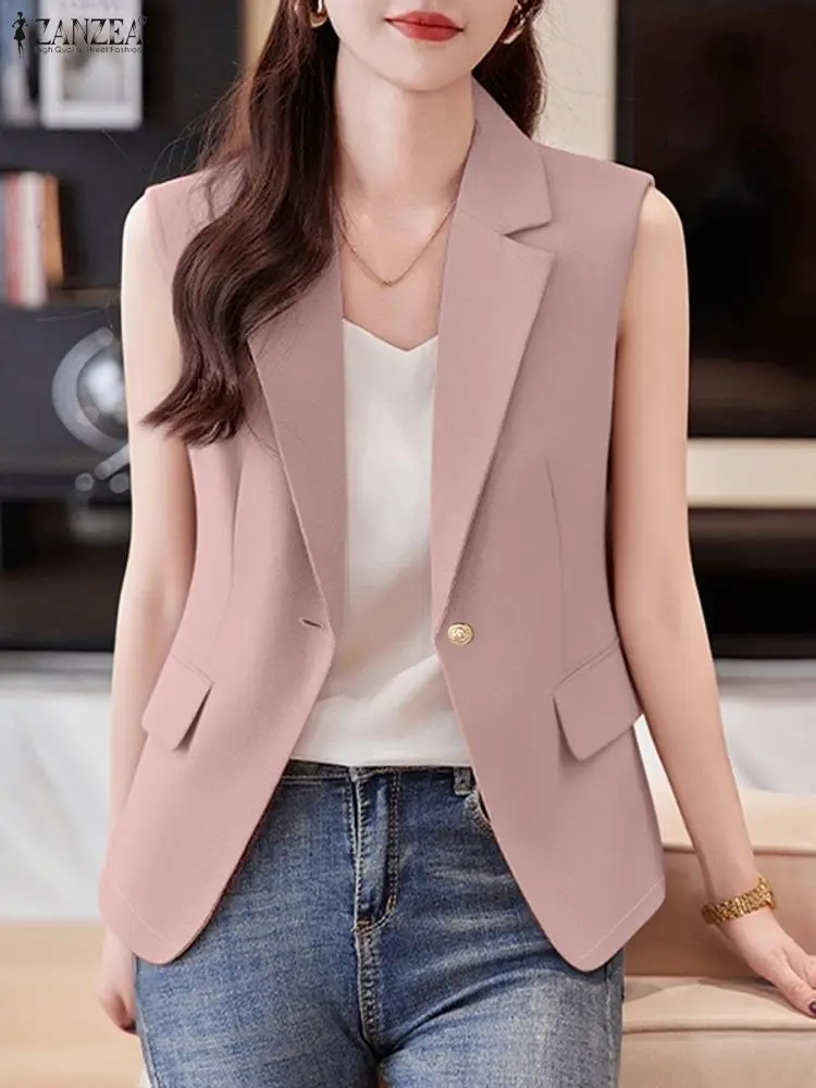 ZANZEA Women's Sleeveless Blazer Vests 2025 Autumn Fashion Notched Lapel Single Button Solid Color Waistcoats Office Lady Wear
ZANZEA Women's Sleeveless Blazer Vests 2025 Autumn Fashion Notched Lapel Single Button Solid Color Waistcoats Office Lady Wear