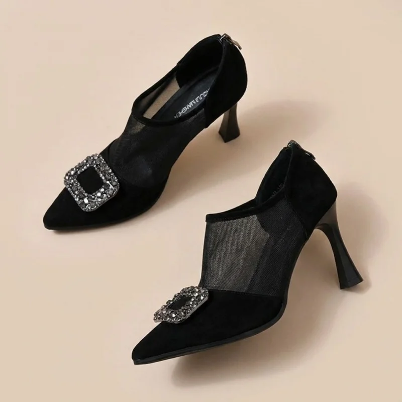 2026 New Women's Mesh Splice Pointed Toe High Heels, Elegant Back Zip Dress Shoes for Wedding/Off
2026 New Women's Mesh Splice Pointed Toe High Heels, Elegant Back Zip Dress Shoes for Wedding/Off
