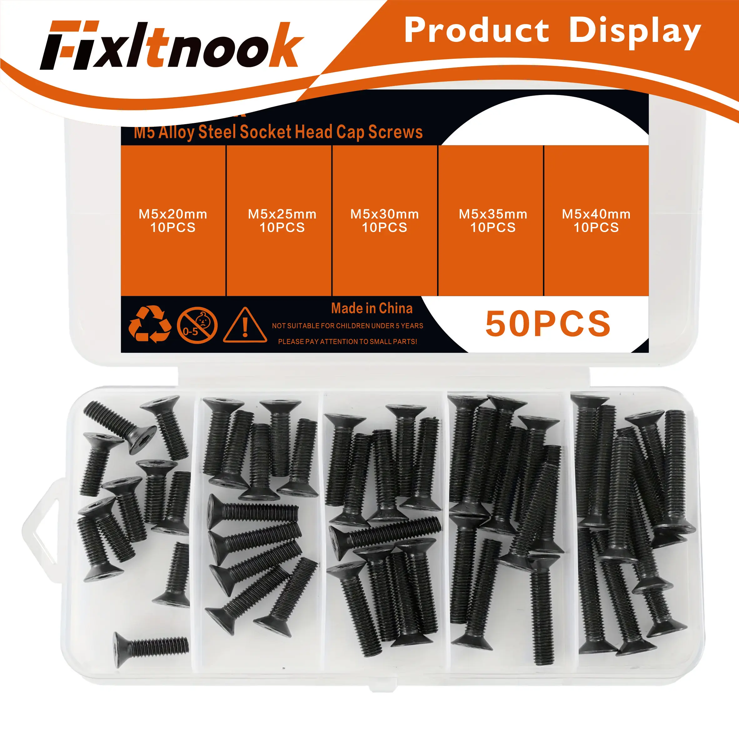 50PCS,M5 X 20mm-40mm, Flat head hexagonal screw, sunk bolt, grade 10.9 alloy steel, black oxidation treatment, full thread
50PCS,M5 X 20mm-40mm, Flat head hexagonal screw, sunk bolt, grade 10.9 alloy steel, black oxidation treatment, full thread