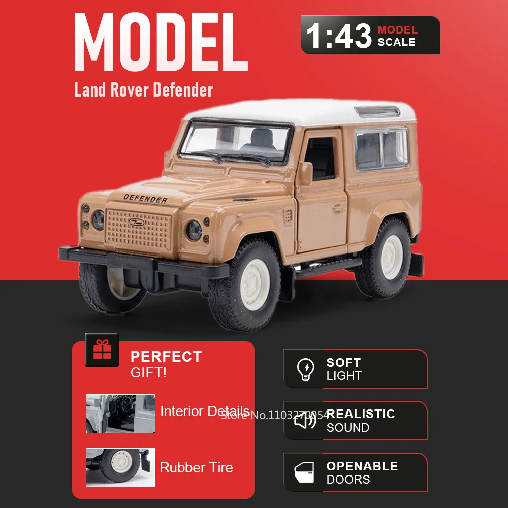 1:43 Land Rover Defender P1 Alloy Model Miniature Toys Diecast Car Doors Opened Metal Body Rubber Tires Vehices Collection Gifts
1:43 Land Rover Defender P1 Alloy Model Miniature Toys Diecast Car Doors Opened Metal Body Rubber Tires Vehices Collection Gifts