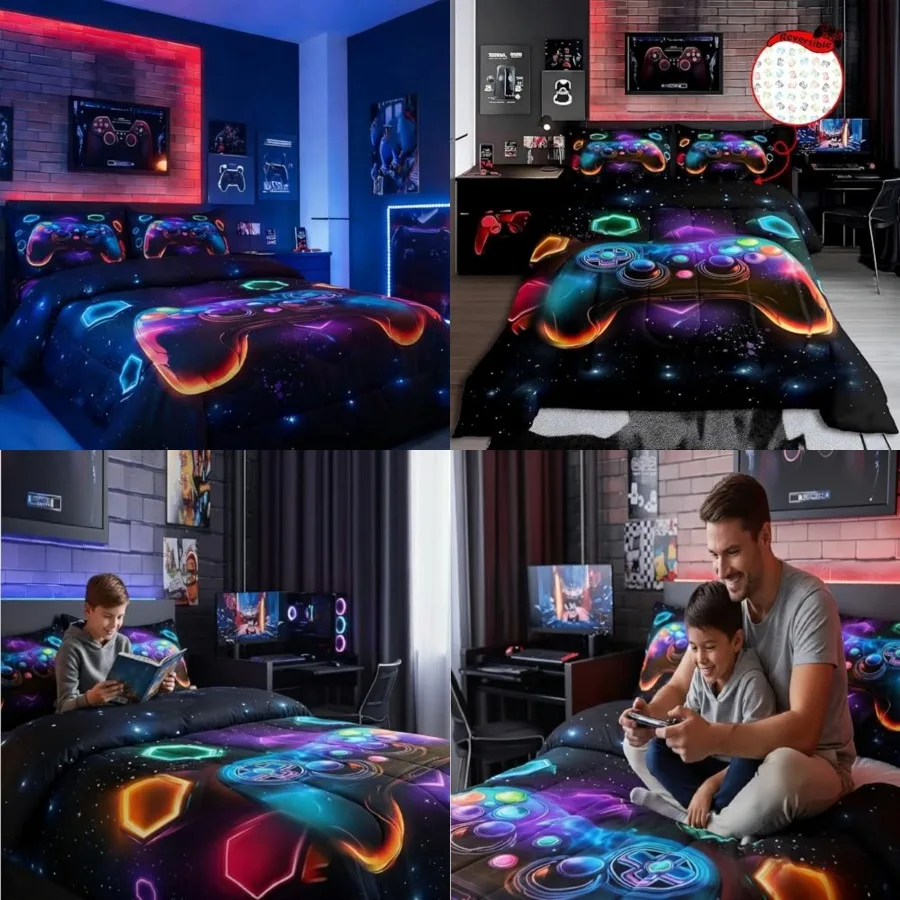 Game Consoles Size Bedding Set Gamer Gifts, Gaming Comforter Sets for Boys Space Glow Geometric Comforter Sets Boy, Gamer Decor
Game Consoles Size Bedding Set Gamer Gifts, Gaming Comforter Sets for Boys Space Glow Geometric Comforter Sets Boy, Gamer Decor