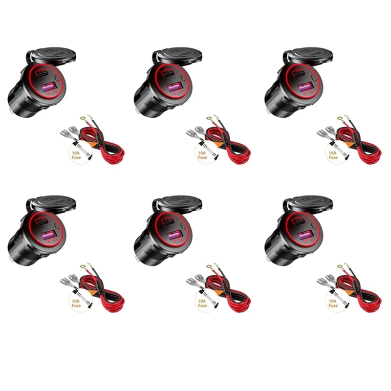 6X PD Type C USB Car Charger And QC 3.0 Quick Charger 12V Power Outlet Socket With ON/Off Switch For Motorcycle RV ATV
6X PD Type C USB Car Charger And QC 3.0 Quick Charger 12V Power Outlet Socket With ON/Off Switch For Motorcycle RV ATV