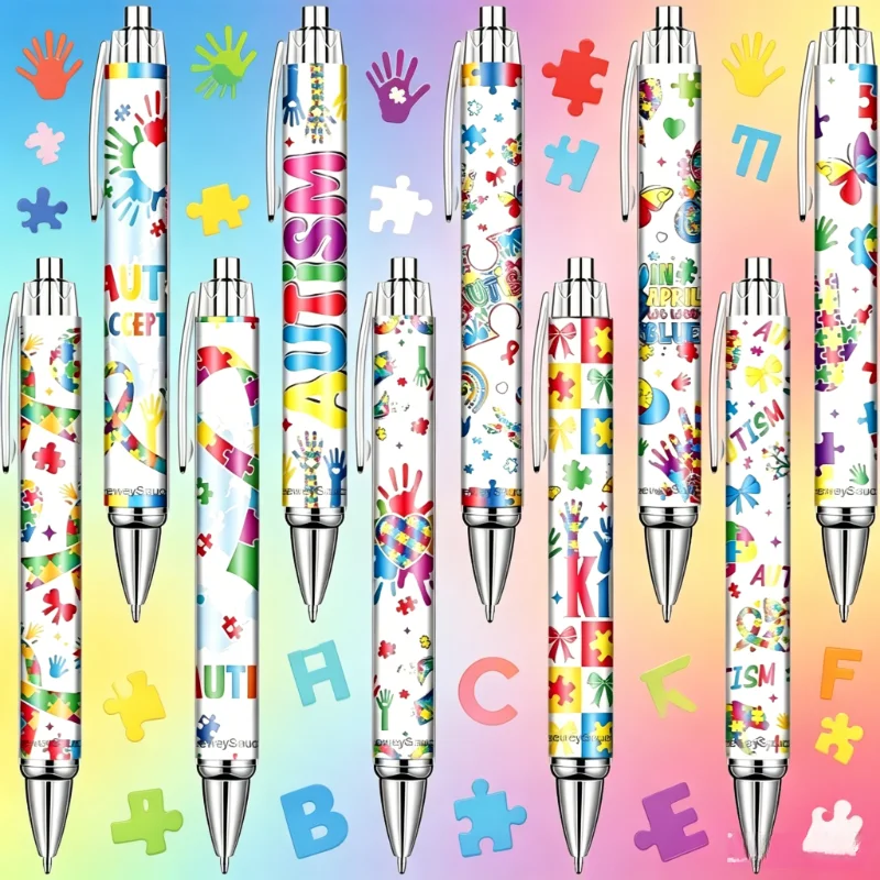 10Pcs Autism Puzzle Heart Pattern Ballpoint Pens, Office Stationery With Colorful Puzzle Details, Black Ink, Random Styles
10Pcs Autism Puzzle Heart Pattern Ballpoint Pens, Office Stationery With Colorful Puzzle Details, Black Ink, Random Styles