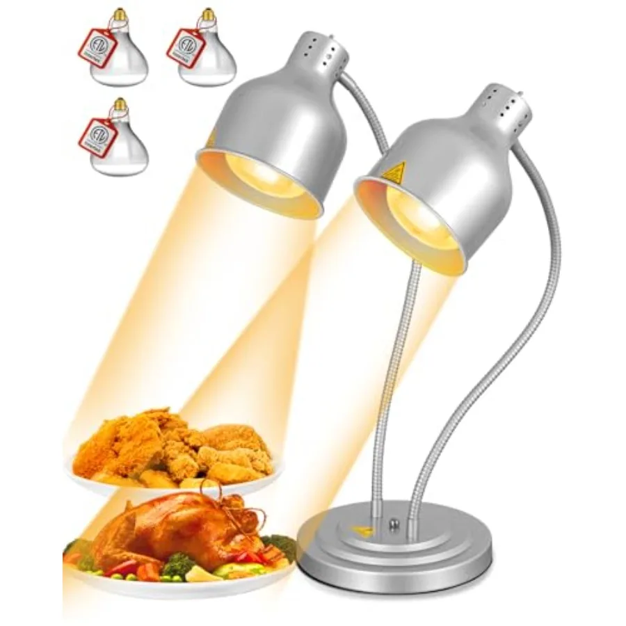 Catering food warming lamp, stainless steel, silver, double bulb 500W heat retention for restaurant cafeteria buffet party, 120
Catering food warming lamp, stainless steel, silver, double bulb 500W heat retention for restaurant cafeteria buffet party, 120