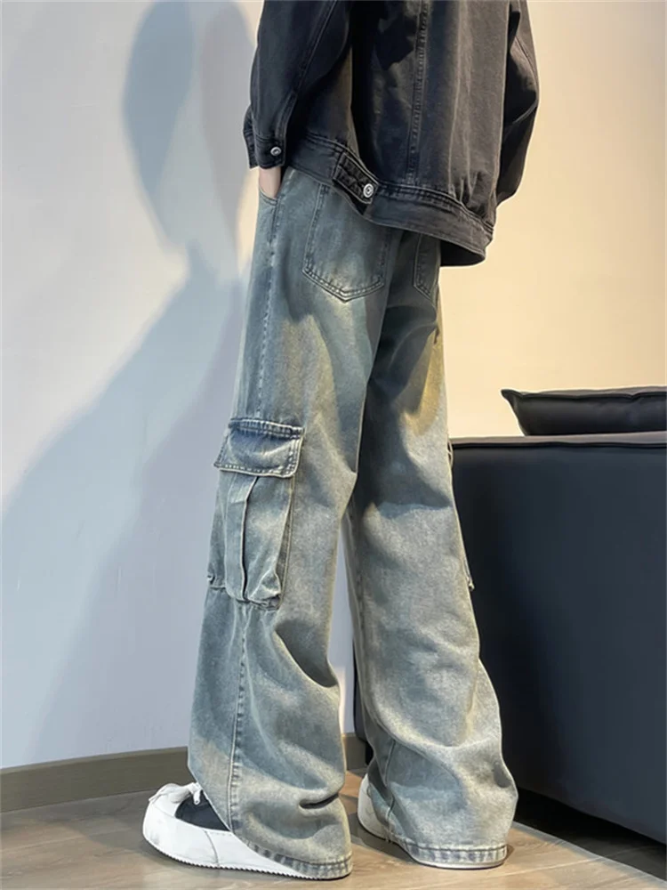 American Sle Loose Fit Men's Denim Workwear Pants Multiple kets High Street Dragging Long Trousers Youth Faion Trend
American Sle Loose Fit Men's Denim Workwear Pants Multiple kets High Street Dragging Long Trousers Youth Faion Trend