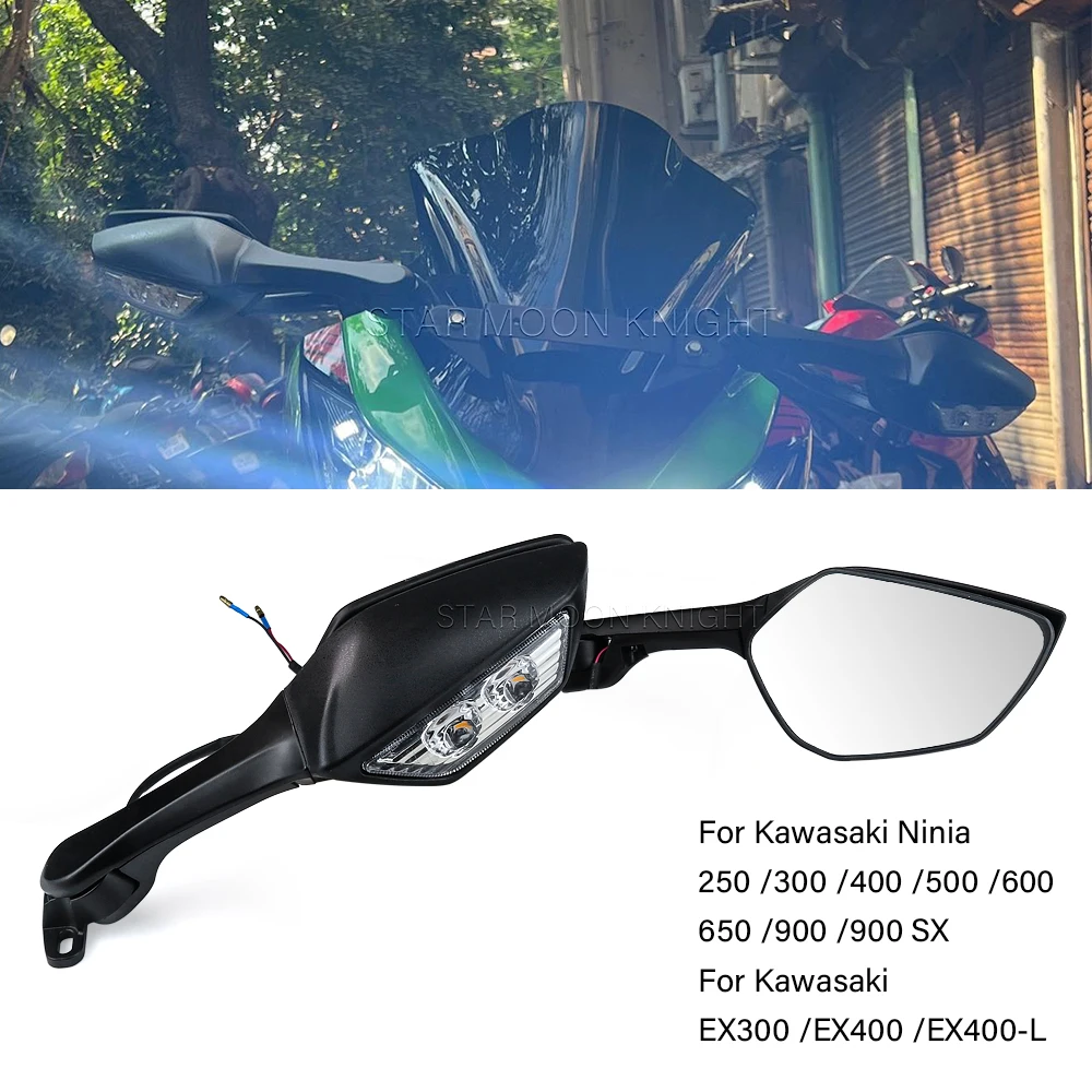 Motorcycle rearview mirror For Kawasaki Ninja 250 300 400 Ninja 500 600 650 900 SX EX-300 with LED turn signal side mirror
Motorcycle rearview mirror For Kawasaki Ninja 250 300 400 Ninja 500 600 650 900 SX EX-300 with LED turn signal side mirror