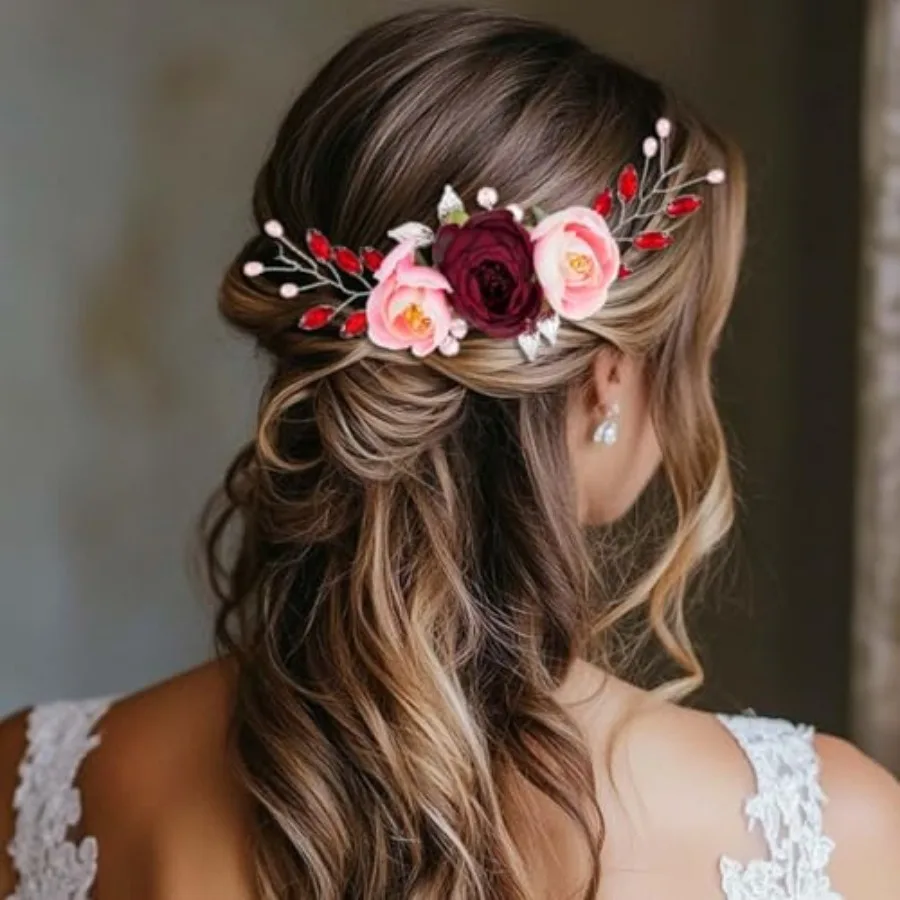 Flower Hair Vine Bridal Wedding Hair Piece Burgundy Hair Accessories for Women and Girls
Flower Hair Vine Bridal Wedding Hair Piece Burgundy Hair Accessories for Women and Girls
