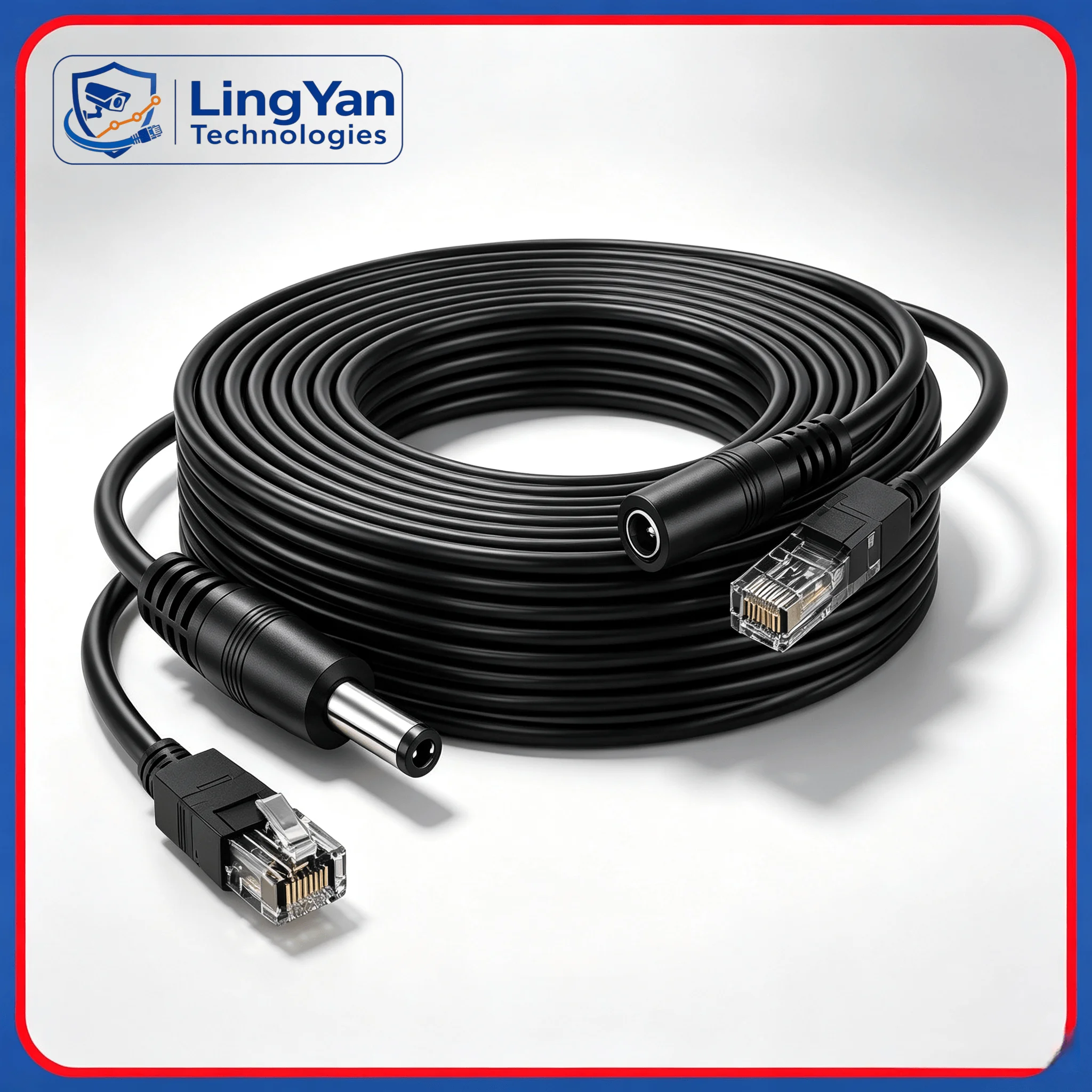 Composite Network Power Extension Cable RJ45 DC 5.5x2.1mm 8-Core Signal 2-Core Power Line For Security Camera Router Layout
Composite Network Power Extension Cable RJ45 DC 5.5x2.1mm 8-Core Signal 2-Core Power Line For Security Camera Router Layout