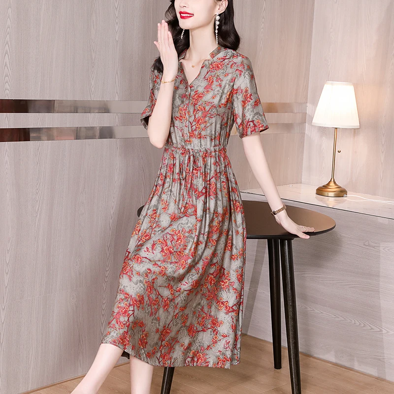 2022 New Floral Silk Elegant Office Lady Dress Summer Fashion Bodycon Casual Party Vestidos Women Korean Vintage Evening Dresses
2022 New Floral Silk Elegant Office Lady Dress Summer Fashion Bodycon Casual Party Vestidos Women Korean Vintage Evening Dresses