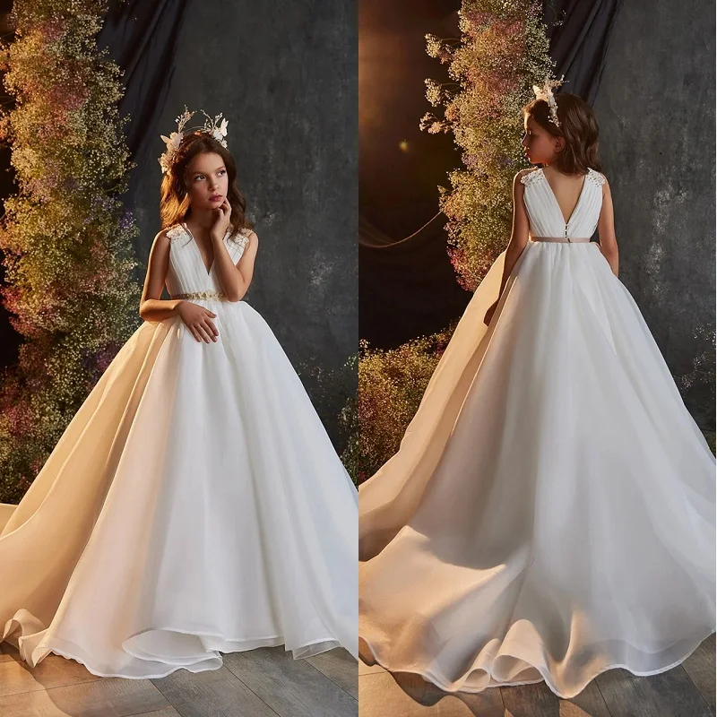 2022 White Flower Girl Dresses For Weddings Elegant V-Neck Sleeveless For Kids Birthday Party Dress A-Line First Communion Dress
2022 White Flower Girl Dresses For Weddings Elegant V-Neck Sleeveless For Kids Birthday Party Dress A-Line First Communion Dress