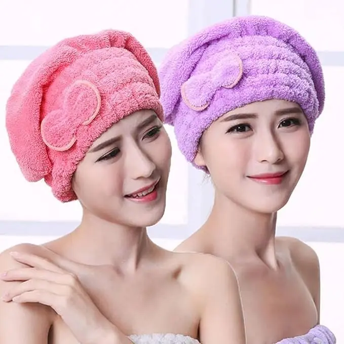 Women's 2-Piece Shiny Light Microfiber Hair Towel Caps, Super Absorbent Towel, Extra Soft, Fast Drying Plain Turban Wraps, 1-Size-Fits-All, Nighttime Wet Hair Use
Women's 2-Piece Shiny Light Microfiber Hair Towel Caps, Super Absorbent Towel, Extra Soft, Fast Drying Plain Turban Wraps, 1-Size-Fits-All, Nighttime Wet Hair Use