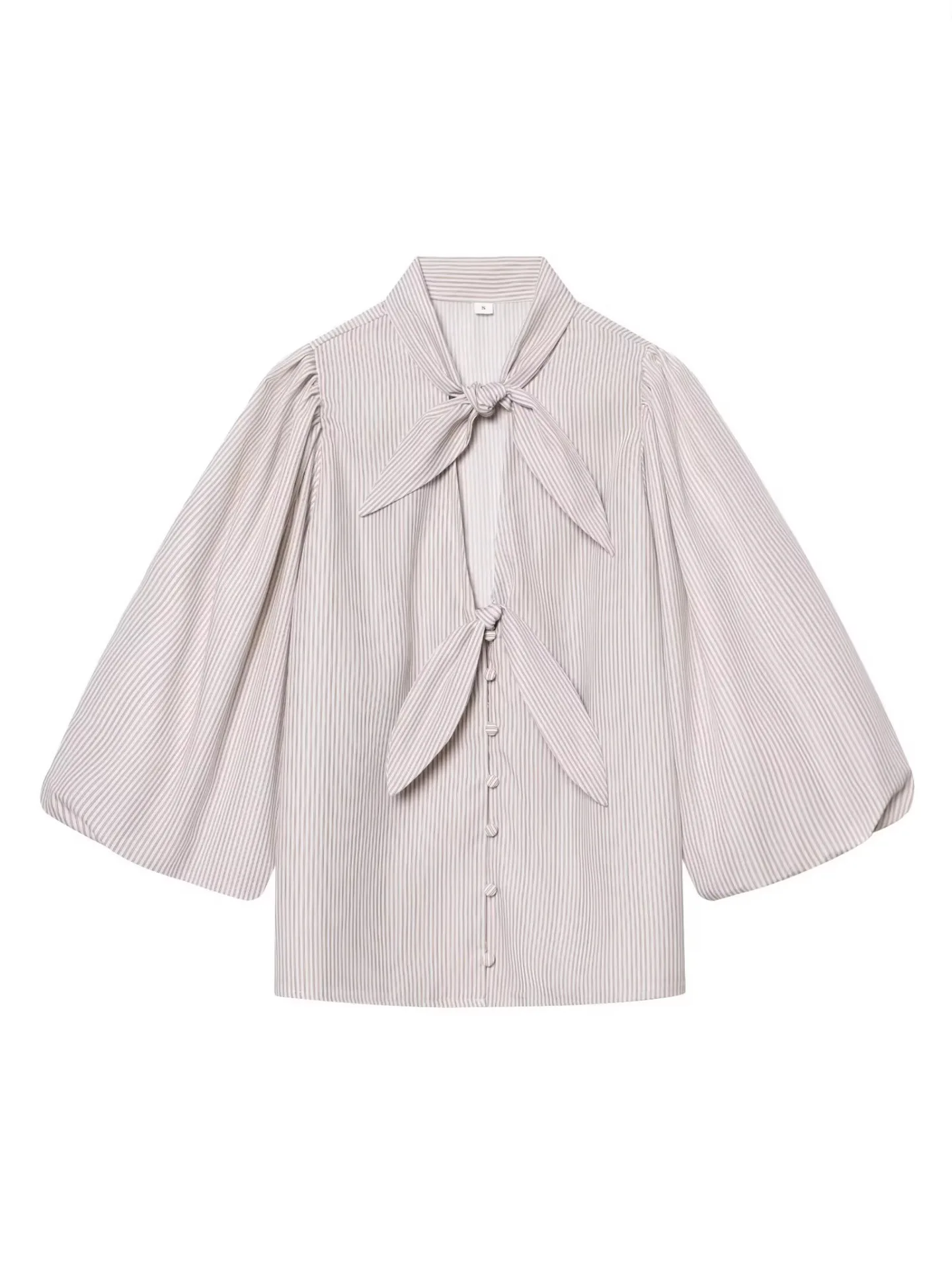 Withered Women's Spring New Collection Standing Collar Bubble Sleeves Butterfly Knot Striped Long Sleeve Shirt
Withered Women's Spring New Collection Standing Collar Bubble Sleeves Butterfly Knot Striped Long Sleeve Shirt