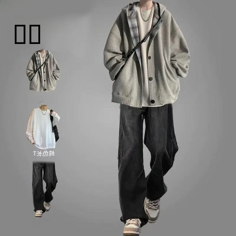 Men's Hoodie Sweatirt Cheered Spring Autumn Winter Faion Set Open Cardigan Jaet with Jeans Haome Long Sve Coat
Men's Hoodie Sweatirt Cheered Spring Autumn Winter Faion Set Open Cardigan Jaet with Jeans Haome Long Sve Coat