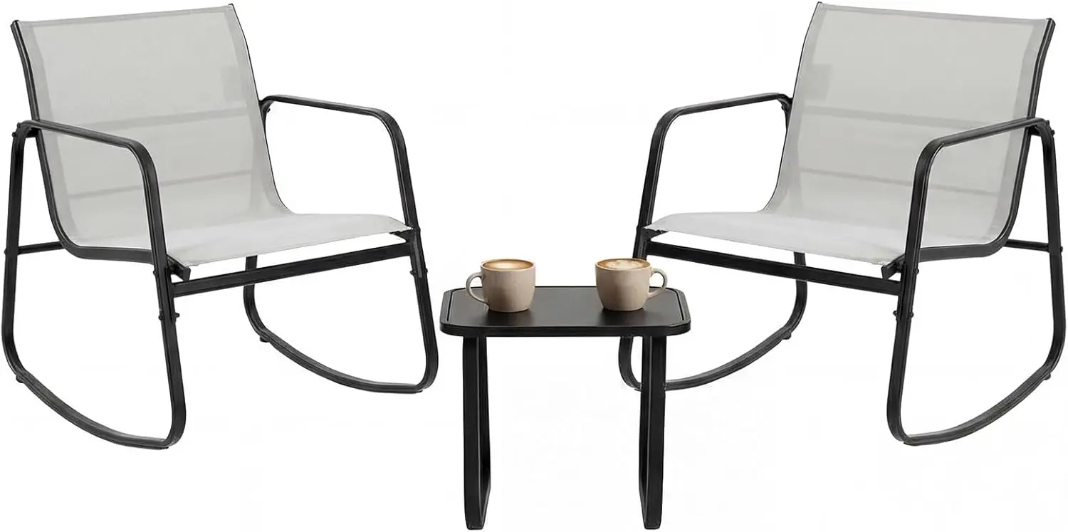 3-Piece Outdoor Rocking Furniture Set with Table, Gray Patio Sectional for Garden, Balcony, Poolside
3-Piece Outdoor Rocking Furniture Set with Table, Gray Patio Sectional for Garden, Balcony, Poolside