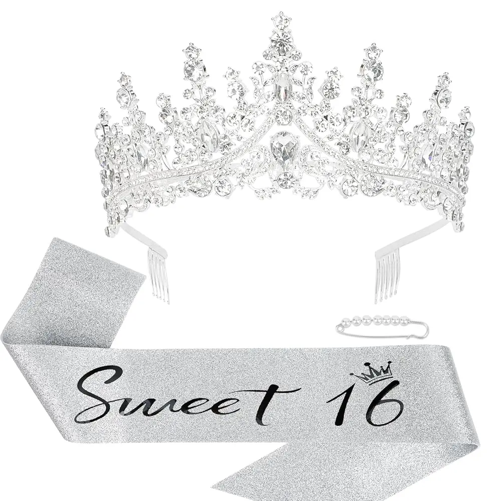 Набор: лента для выпускного вечера Sweet 16, корона на 16-й день рождения и булавки с жемчугом, украшения для вечеринки, тиара, подарки для девочек на 16-й день рождения
Набор: лента для выпускного вечера Sweet 16, корона на 16-й день рождения и булавки с жемчугом, украшения для вечеринки, тиара, подарки для девочек на 16-й день рождения