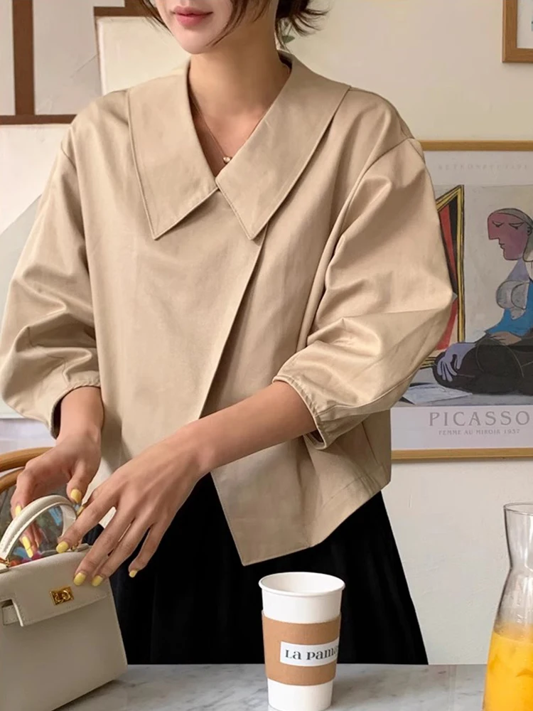 Chic Autumn Design Loose Long Sve Windbreaker ort Outerwear Women's Cross Collar Casual Versatile Faionable Coat
Chic Autumn Design Loose Long Sve Windbreaker ort Outerwear Women's Cross Collar Casual Versatile Faionable Coat