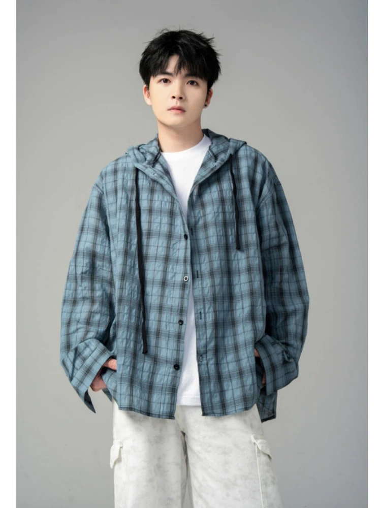 Blue Plaid Long Sve Hooded irt Men's Spring Japanese Sle Lazy Faion Cleanfit Couple's Plaid Coat Loose Fit Youth Trend
Blue Plaid Long Sve Hooded irt Men's Spring Japanese Sle Lazy Faion Cleanfit Couple's Plaid Coat Loose Fit Youth Trend