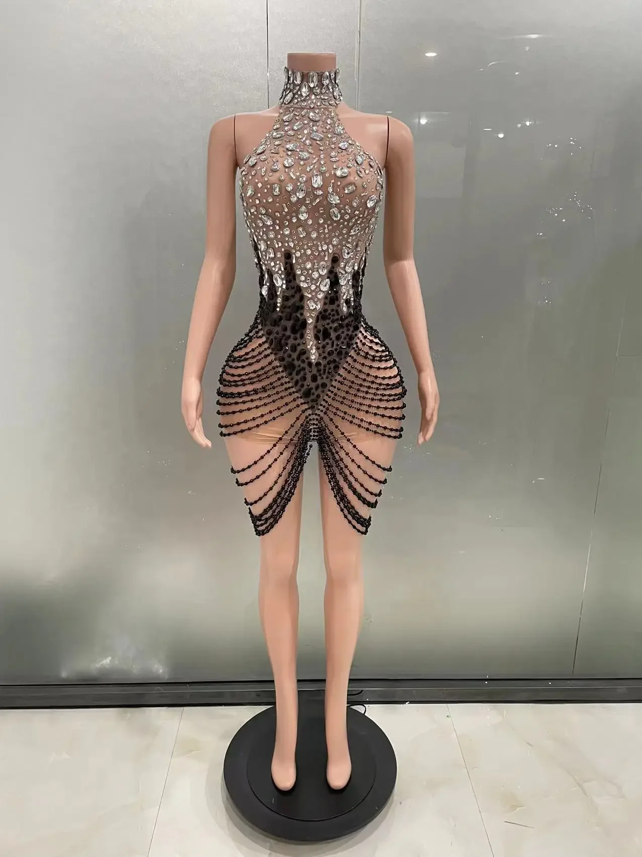 Crystals Women Evening Prom Party Dress Sexy See Through Elastic Mesh Photoshoot Wear Sing Dance Dresses Costume
Crystals Women Evening Prom Party Dress Sexy See Through Elastic Mesh Photoshoot Wear Sing Dance Dresses Costume