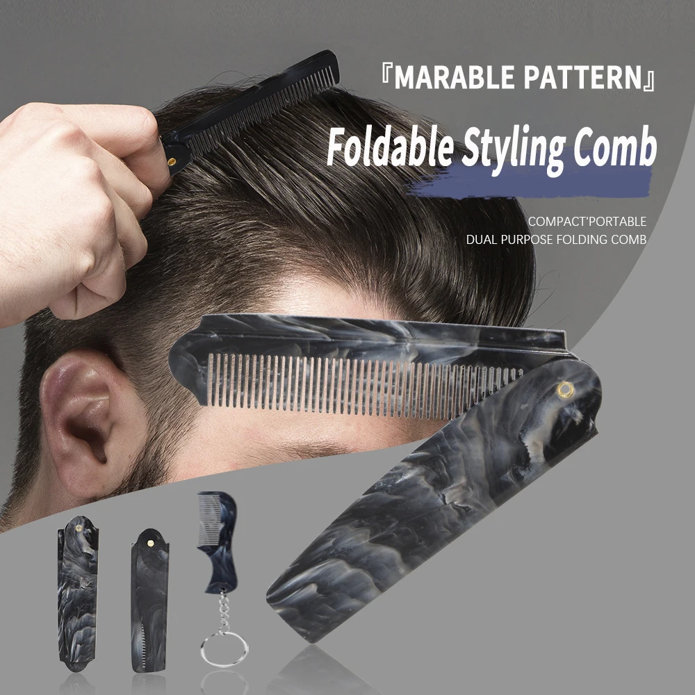 1/2PCS Portable Folding Combs Plastic Marable Pattern Mini Beard Comb With Key Chain Barber Haircut Combs For Men Styling Tools
1/2PCS Portable Folding Combs Plastic Marable Pattern Mini Beard Comb With Key Chain Barber Haircut Combs For Men Styling Tools