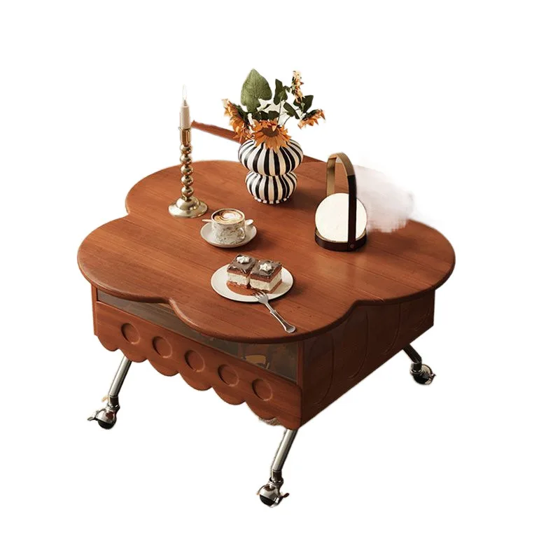 Medieval solid wood lifting petal coffee table household living room movable side table small apartment
Medieval solid wood lifting petal coffee table household living room movable side table small apartment