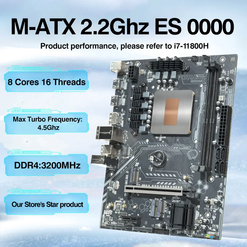 M-ATX Cpu Motherboard Combo 11th Kit Interposer Core CPU 0000 ES 2.2GHz(Refer to Kit i7-11800H) DDR4 LGA 1151 placa base pc
M-ATX Cpu Motherboard Combo 11th Kit Interposer Core CPU 0000 ES 2.2GHz(Refer to Kit i7-11800H) DDR4 LGA 1151 placa base pc