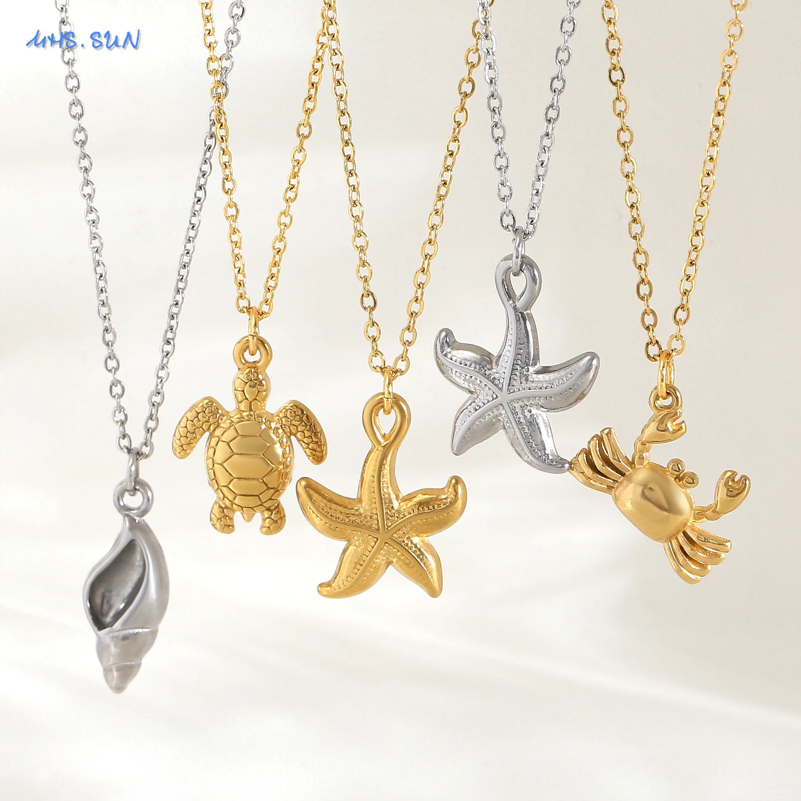 MHS.SUN Stainless Steel Starfish Shell Conch Pendant Necklaces Summer Ocean Chain Choker 2025 Trendy Jewelry For Women Men
MHS.SUN Stainless Steel Starfish Shell Conch Pendant Necklaces Summer Ocean Chain Choker 2025 Trendy Jewelry For Women Men