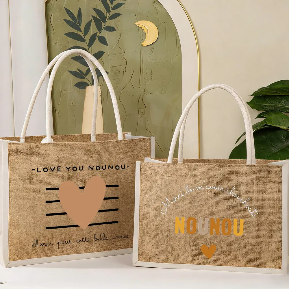 Love You Nanny Спасибо за этом Новый год с принтом Женская джутовая сумка-тоут с мешковиной Женские сумки для покупок Дорожная джутовая сумка Подарок для Nounou
Love You Nanny Спасибо за этом Новый год с принтом Женская джутовая сумка-тоут с мешковиной Женские сумки для покупок Дорожная джутовая сумка Подарок для Nounou