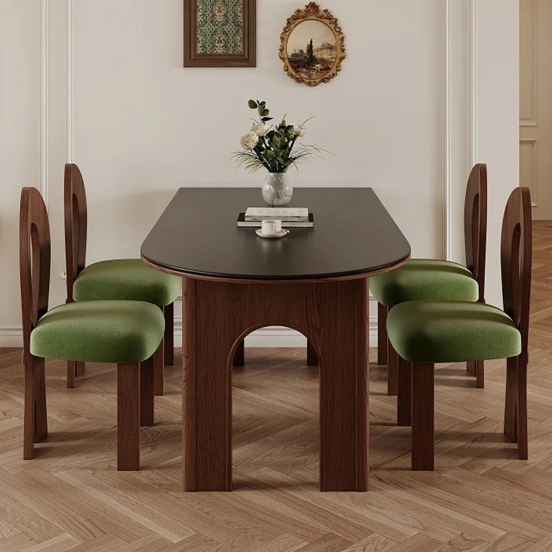 Retro style household small apartment living room against the wall simple semi-circular dining table dining table
Retro style household small apartment living room against the wall simple semi-circular dining table dining table