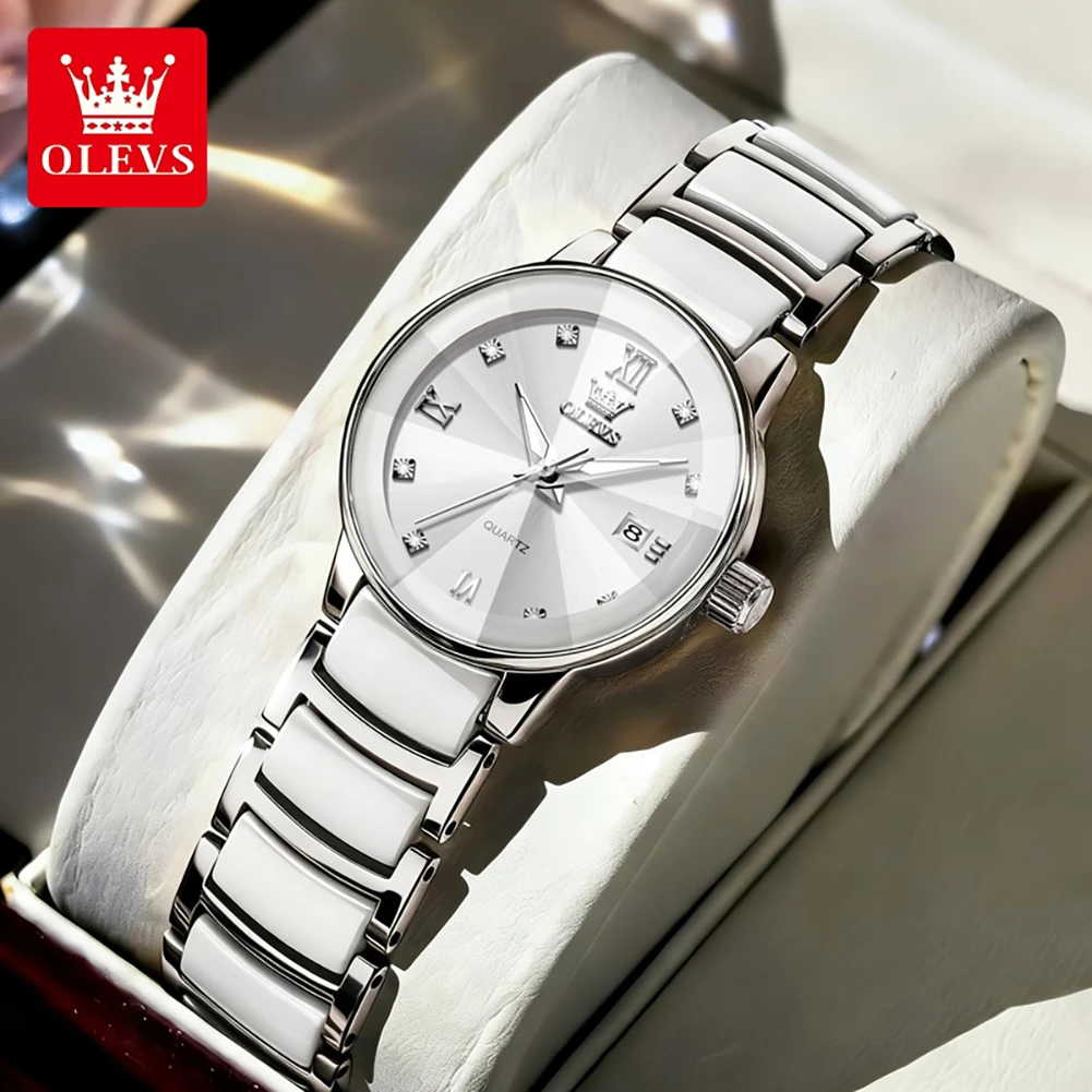 OLEVS Brand Original Women Quartz Watch Ceramic Rose Gold Stainless Steel Date Watch Waterproof Luminous Fashion Ladies Watches
OLEVS Brand Original Women Quartz Watch Ceramic Rose Gold Stainless Steel Date Watch Waterproof Luminous Fashion Ladies Watches