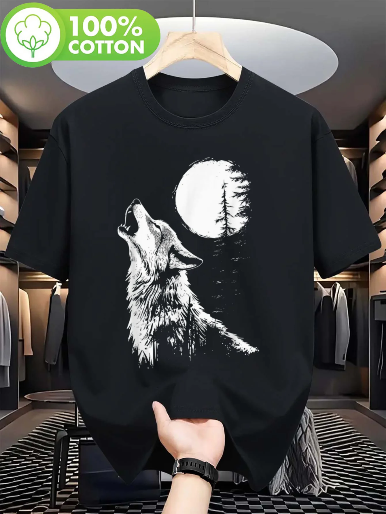 Мужская хлопковая повседневная футболка с круглым вырезом Howling Wolf Moon для путешествий на открытом воздухе
Мужская хлопковая повседневная футболка с круглым вырезом Howling Wolf Moon для путешествий на открытом воздухе