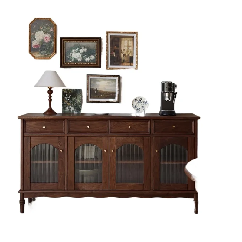 American-style solid wood sideboard, vintage tea cabinet, modern minimalist storage cabinet, black walnut dining room
American-style solid wood sideboard, vintage tea cabinet, modern minimalist storage cabinet, black walnut dining room